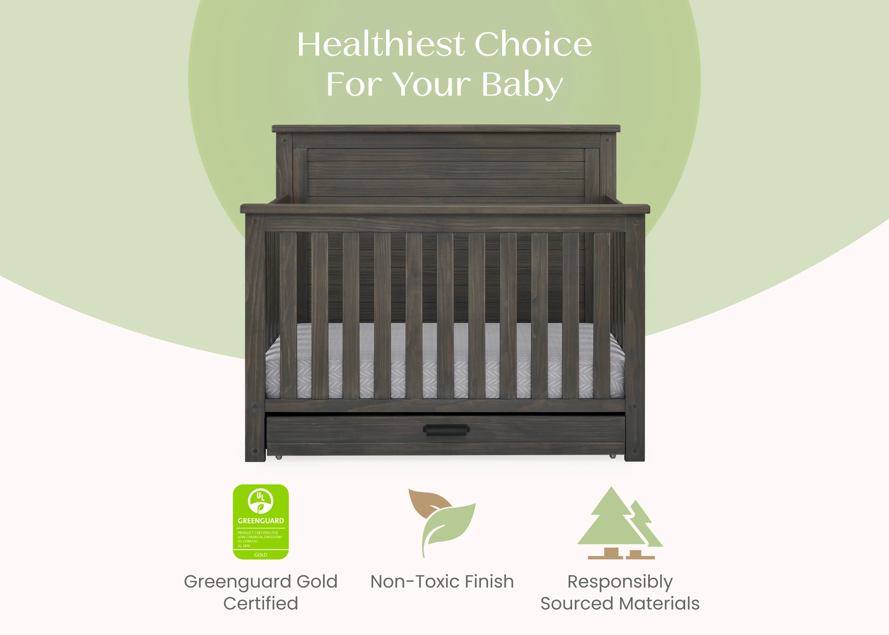 Caden 6-in-1 Convertible Crib with Trundle Drawer - Image 4