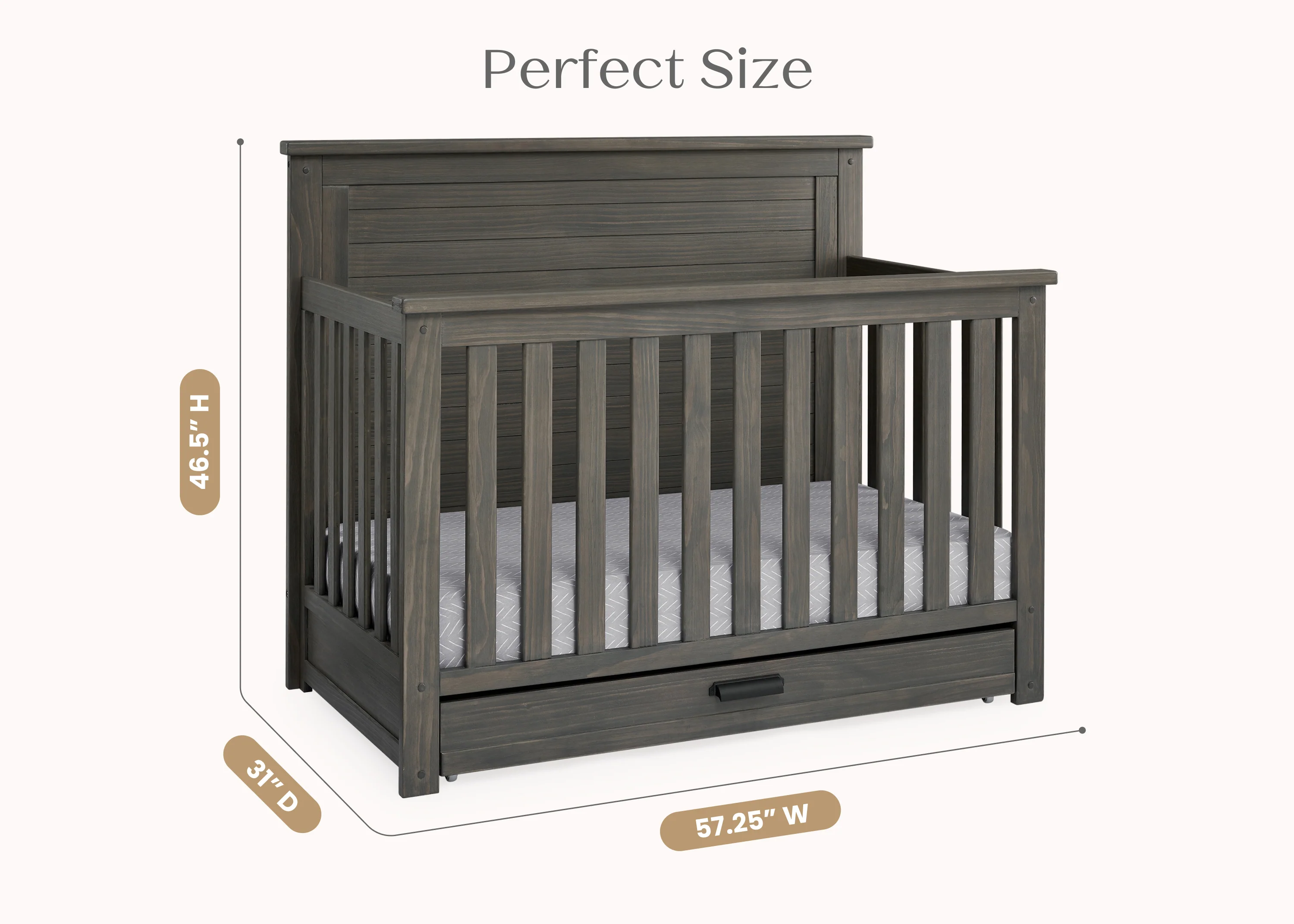 Caden 6-in-1 Convertible Crib with Trundle Drawer - Image 8