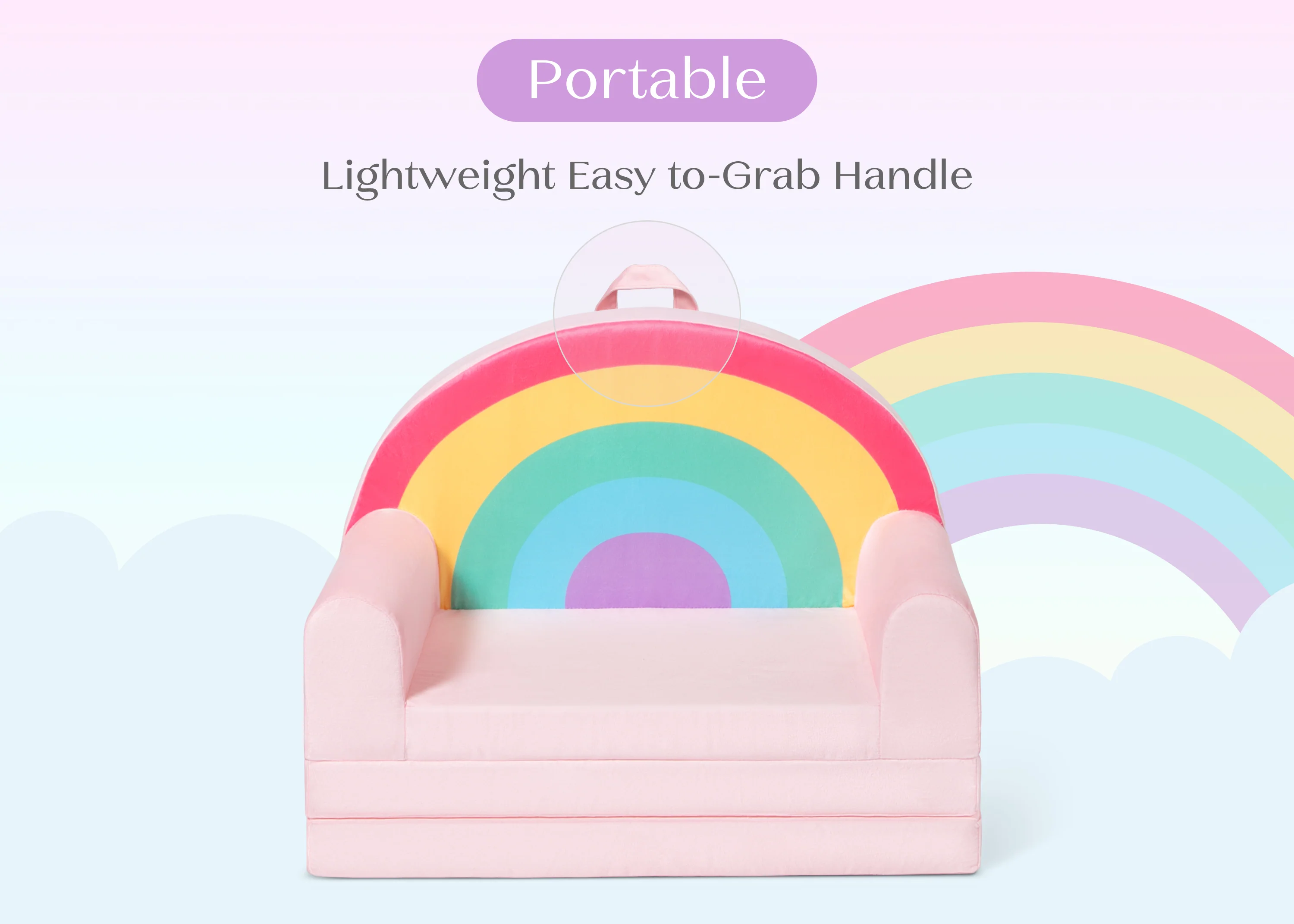 Cozee Rainbow Figural Flip-Out 2-in-1 Convertible Chair to Lounger - Image 4