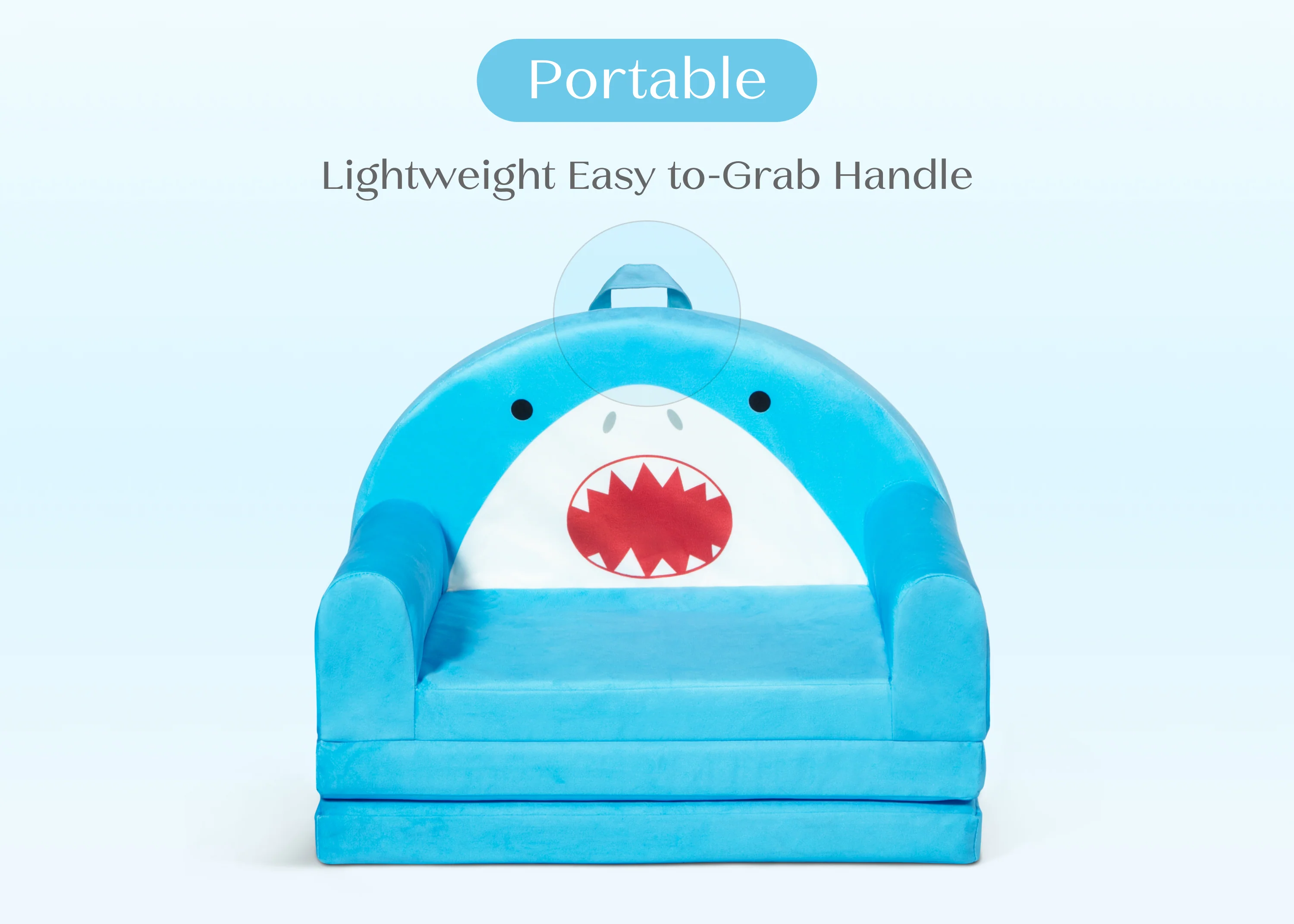 Cozee Shark Figural Flip-Out 2-in-1 Convertible Chair to Lounger - Image 4