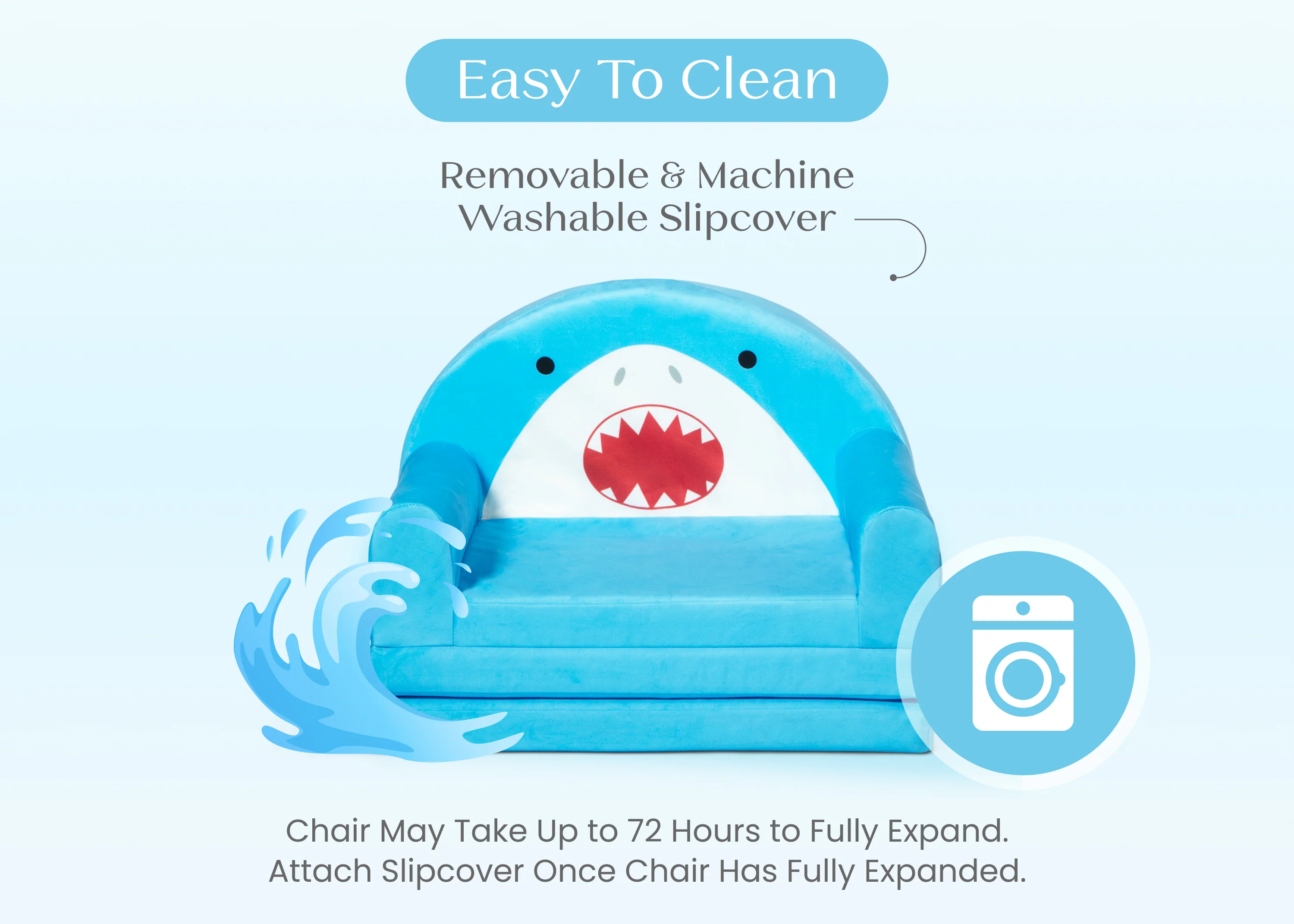 Cozee Shark Figural Flip-Out 2-in-1 Convertible Chair to Lounger - Image 5