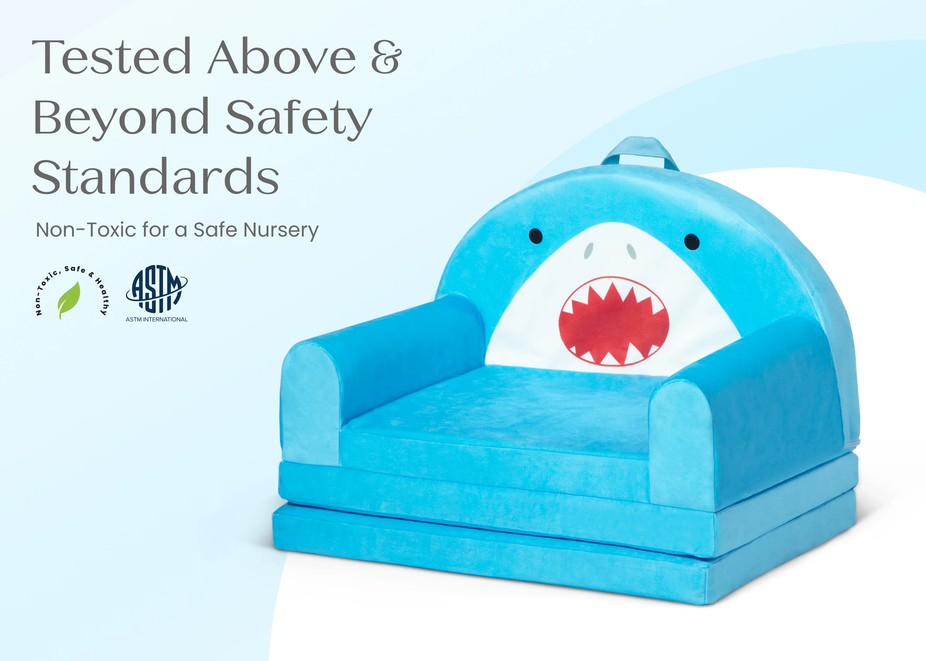 Cozee Shark Figural Flip-Out 2-in-1 Convertible Chair to Lounger - Image 6