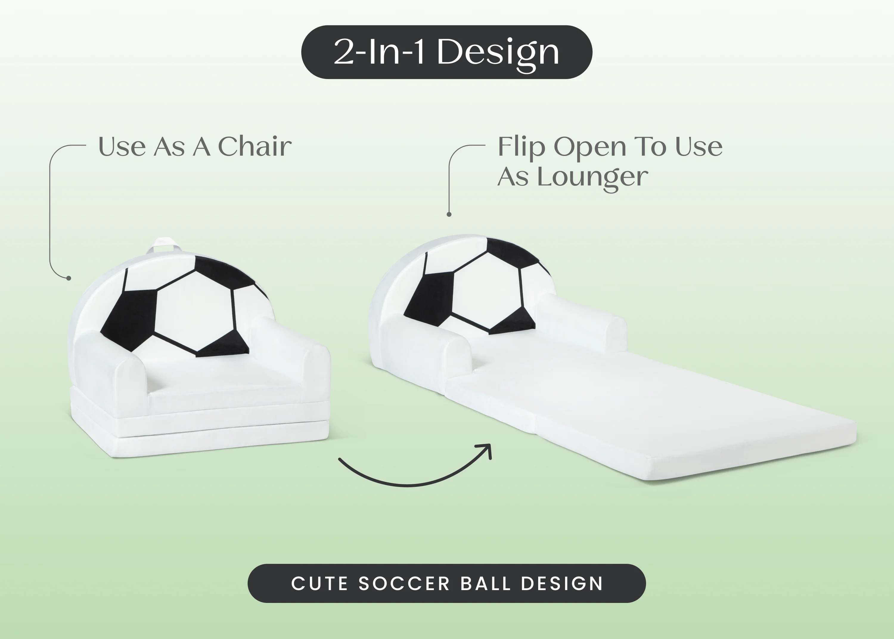 Cozee Soccer Ball Figural Flip-Out 2-in-1 Convertible Chair to Lounger - Image 3