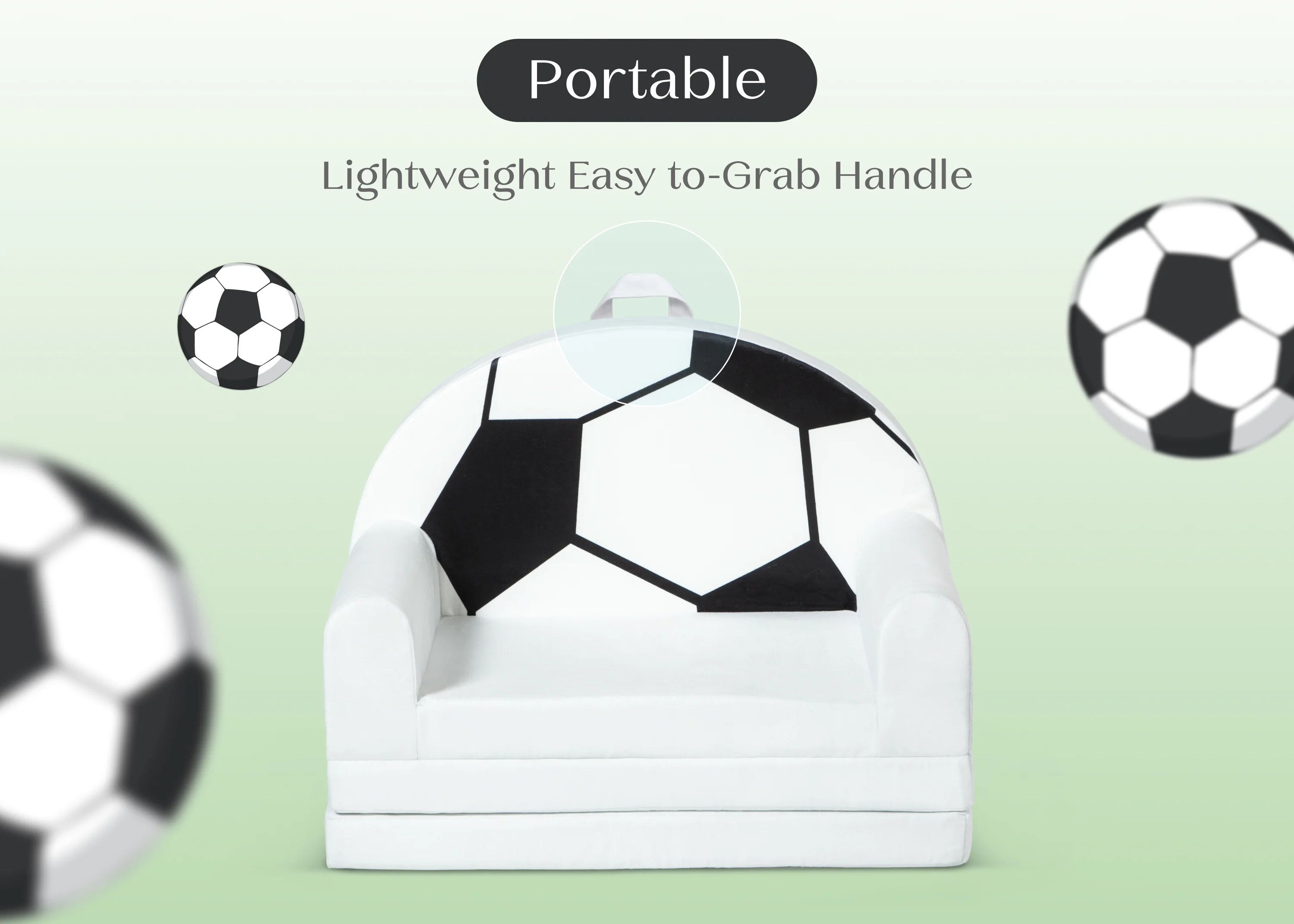 Cozee Soccer Ball Figural Flip-Out 2-in-1 Convertible Chair to Lounger - Image 4