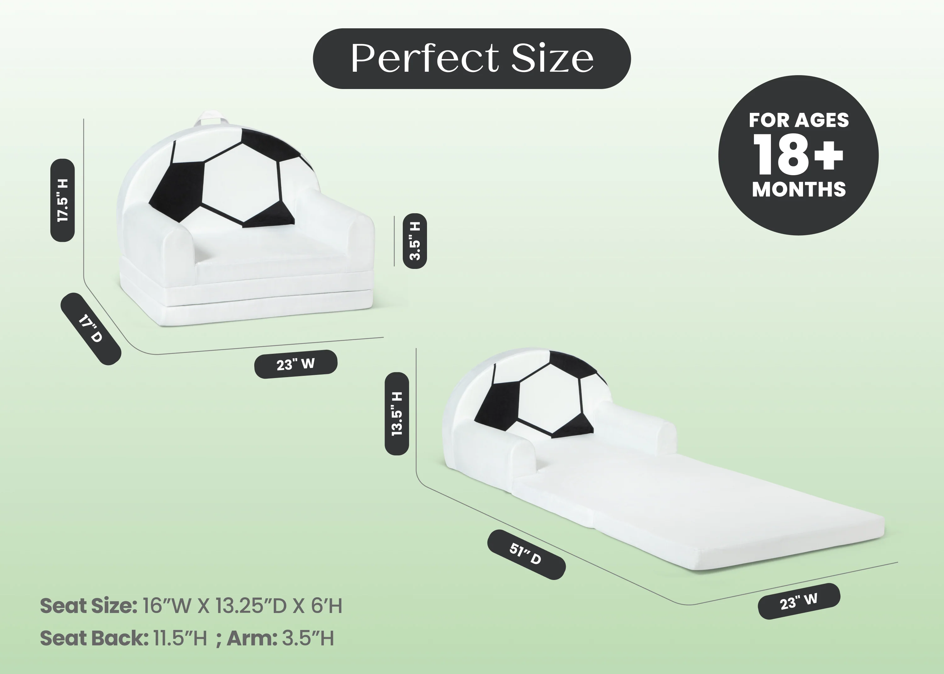 Cozee Soccer Ball Figural Flip-Out 2-in-1 Convertible Chair to Lounger - Image 7