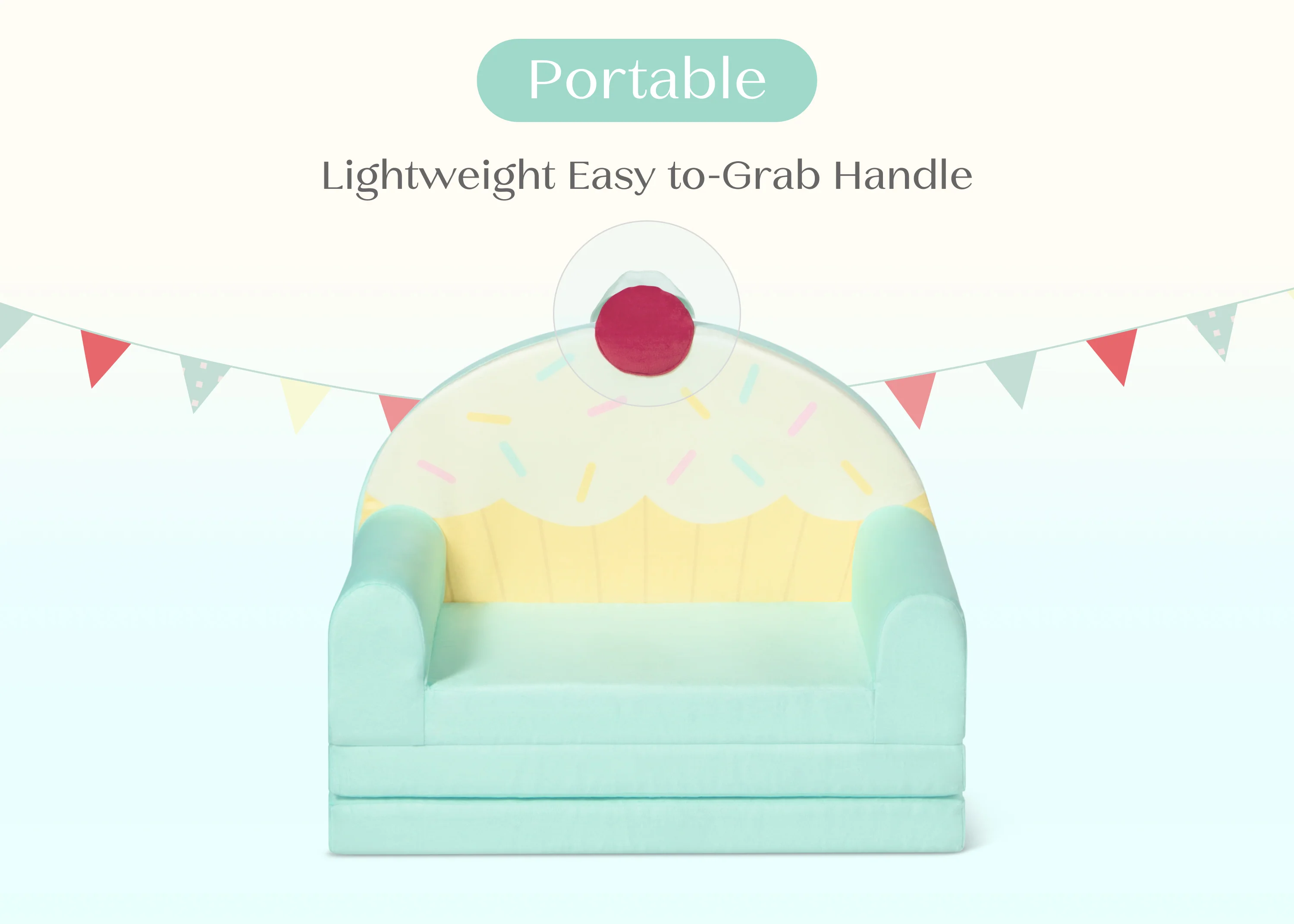 Cupcake Rainbow Figural Flip-Out 2-in-1 Convertible Chair to Lounger - Image 4