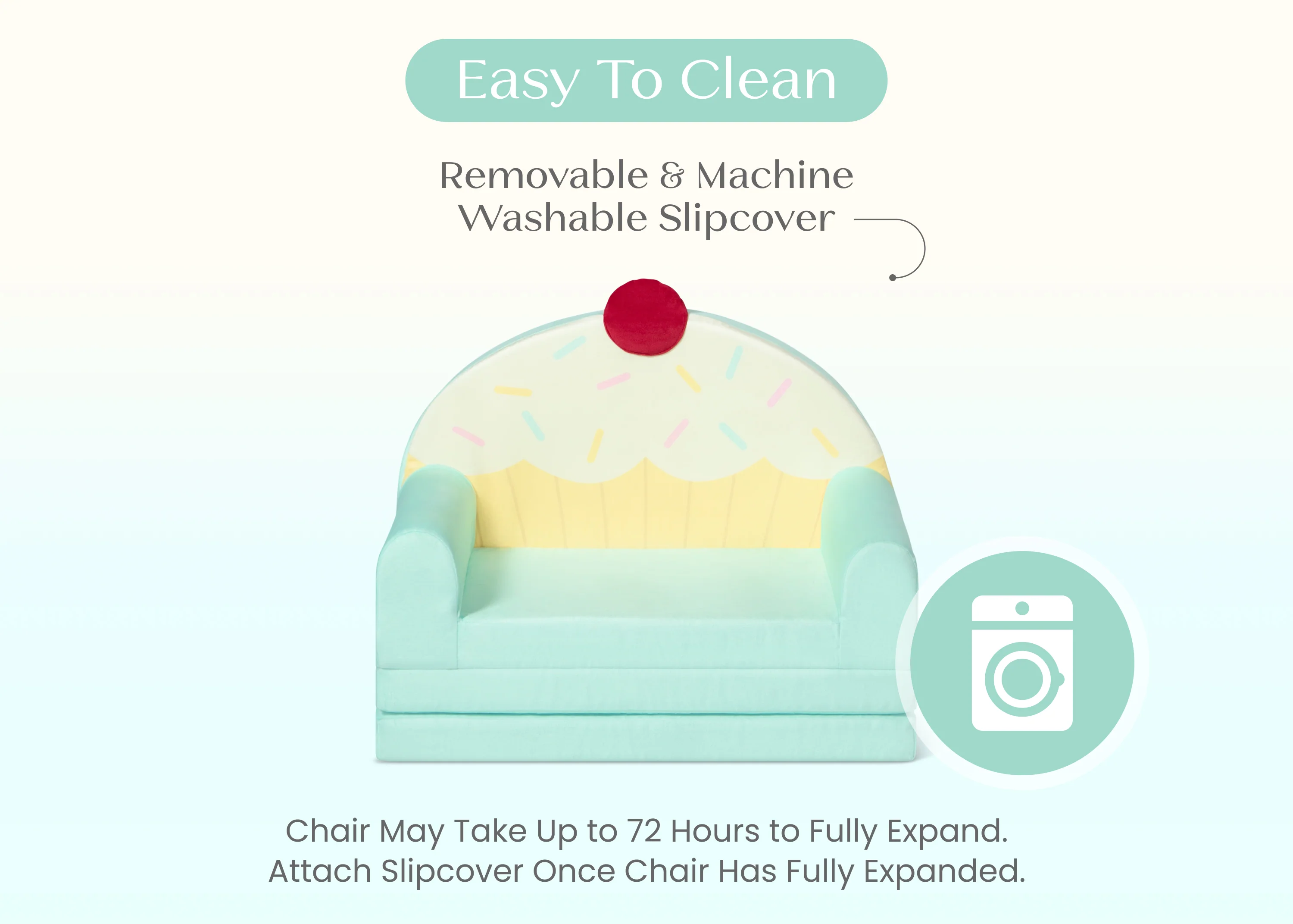 Cupcake Rainbow Figural Flip-Out 2-in-1 Convertible Chair to Lounger - Image 5