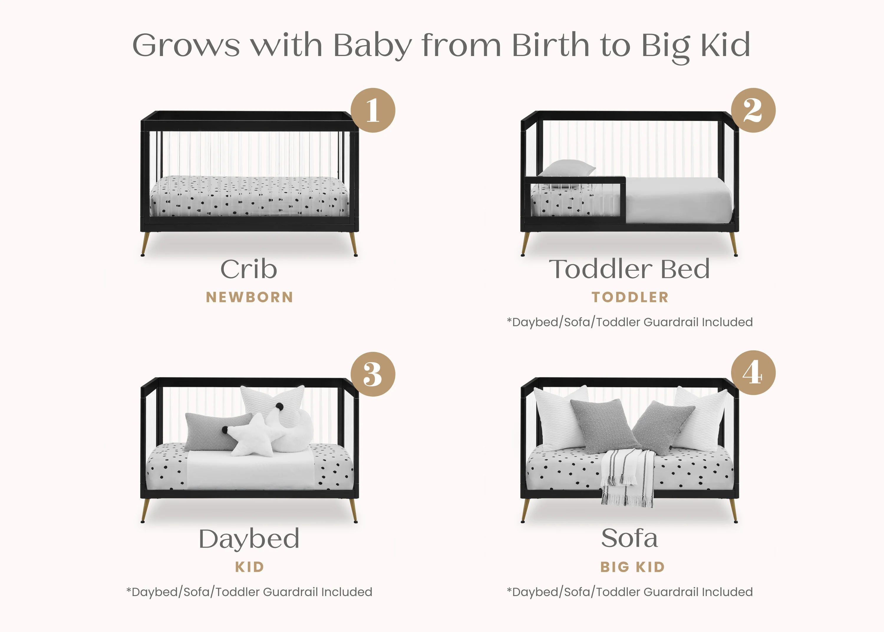 Sloane 4-in-1 Acrylic Convertible Crib - Image 19