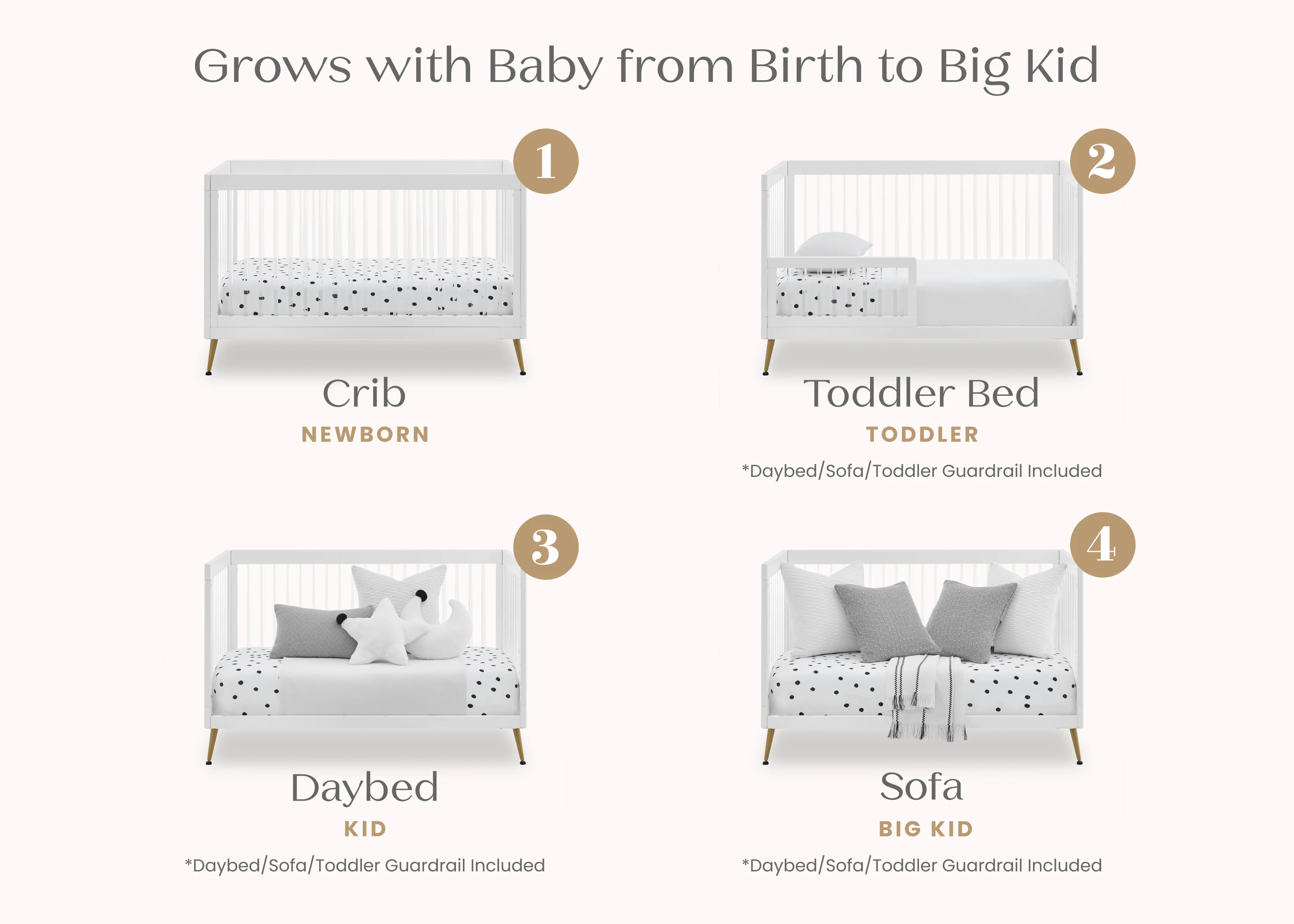 Sloane 4-in-1 Acrylic Convertible Crib - Image 3
