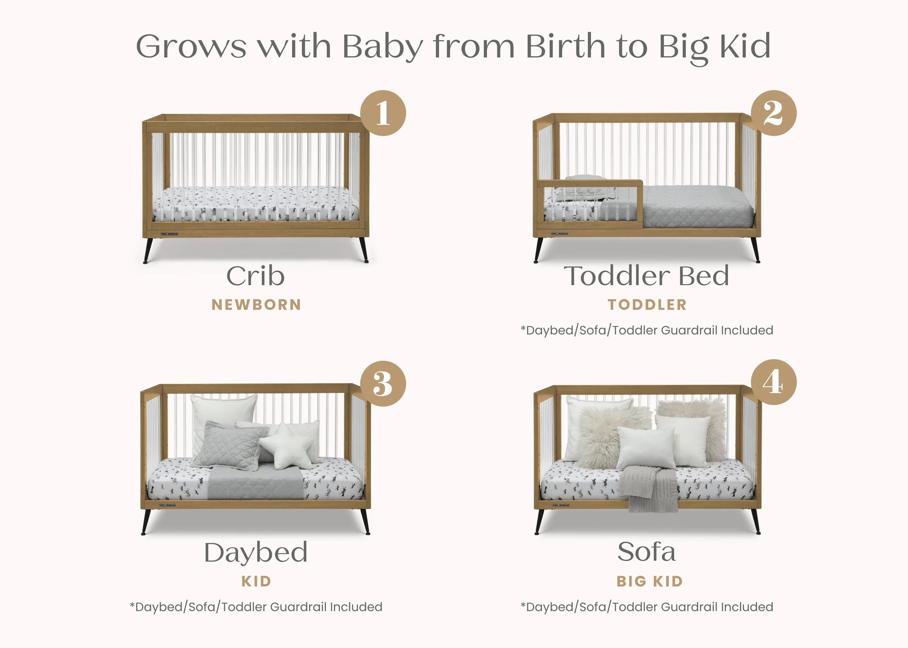 Sloane 4-in-1 Acrylic Convertible Crib - Image 36